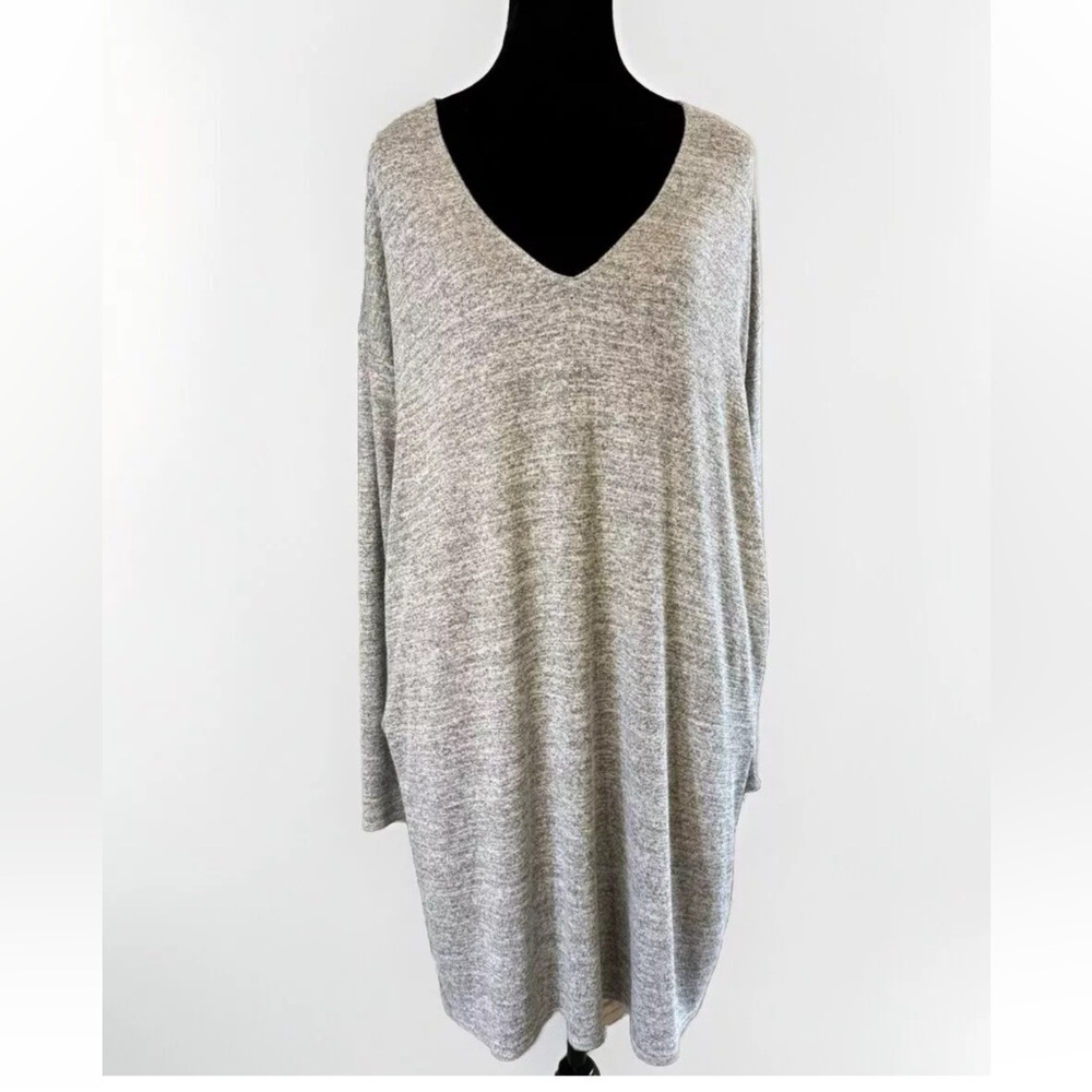 Aritzia Wilfred Free Gail Dress M Long Sleeve V Neck Gray Party Office Travel